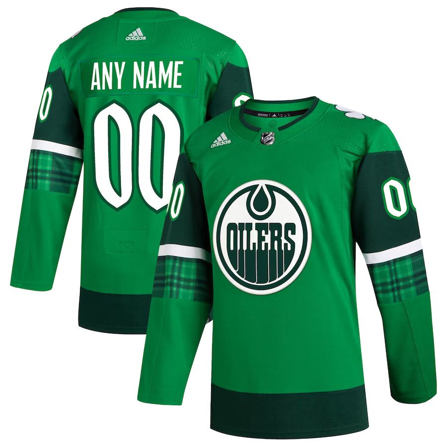 Men Edmonton Oilers adidas Kelly Green St. Patricks Day Authentic Custom NHL Jersey->customized nhl jersey->Custom Jersey